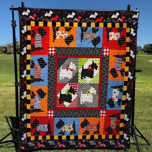 Playful Scottie Quilt Blanket